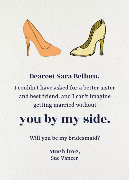 Chic Shoes Elegant Bridesmaid Proposal Invitation Template