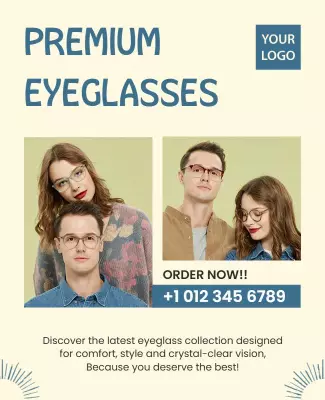 Chic Soft Toned Premium Eyeglasses Collection Poster Template