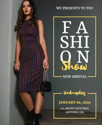 Chic Striped Fashion Show Announcement Poster Template