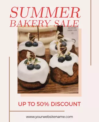 Chic Summer Bakery Sale with Blueberry Desserts Poster Template