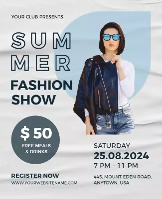 Chic Summer Fashion Show Event Announcement Poster Template