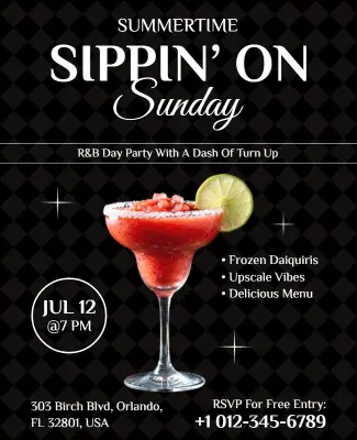 Chic Summertime Sippin' on Sunday Flyer Template