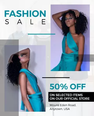 Chic Teal Fashion Sale with Bold Discount Flyer Template
