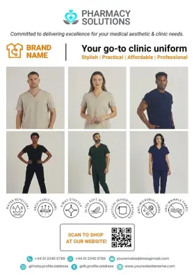 Chic Uniform Branding for Pharmacy Solutions Flyer Template