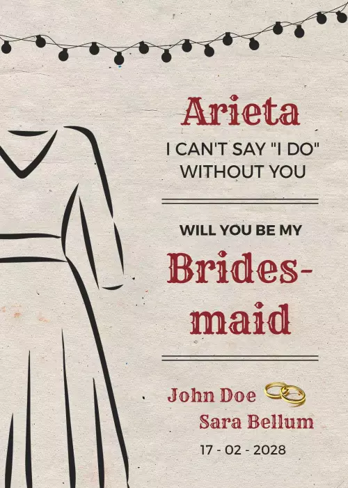 Chic Vintage Styled Bridesmaid Proposal Invitation Template