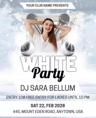 Chic White Theme Party Event Flyer Template