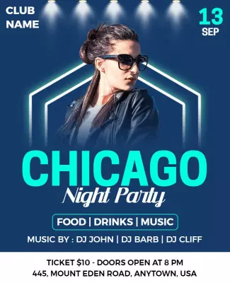 Chicago Night Party Music Event Flyer Template