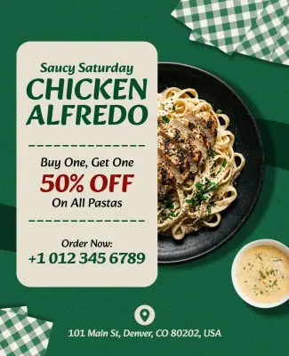 Chicken Alfredo Special Offer Poster Template