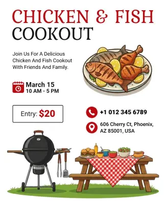 Chicken and Fish Cookout Flyer Template