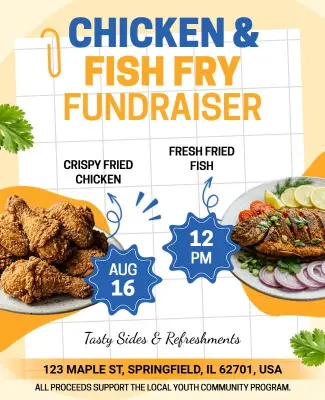 Chicken and Fish Fry Fundraiser Flyer Template