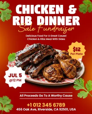Chicken and Rib Dinner Sale Fundraiser Flyer Template