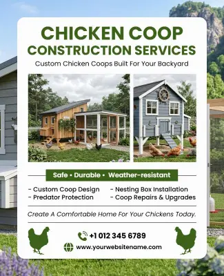 Chicken Coop Construction Services Flyer Template