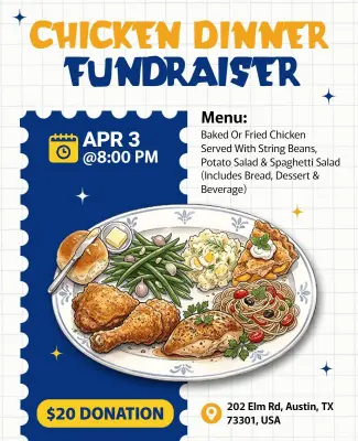 Chicken Dinner Fundraiser Event Flyer Template