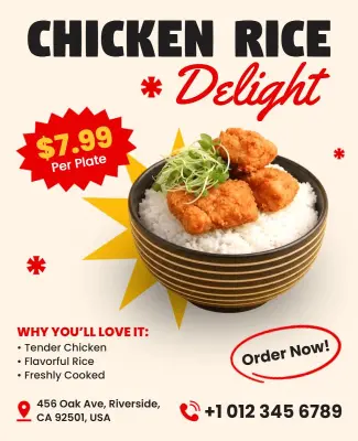 Chicken Rice Bowl Promotion Flyer Template