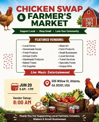 Chicken Swap and Farmer's Market Event Flyer Template