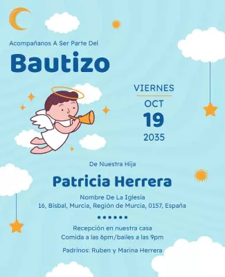 Child Baptism Invitation Flyer with Angel Theme Template