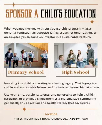 Child Education Sponsorship Program Flyer Template