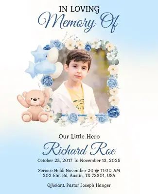 Child Memorial Remembrance Service Flyer Template