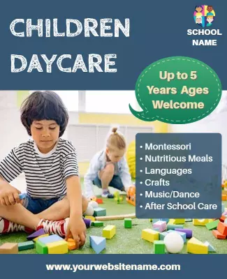 Playful Blue Children Daycare Services Flyer Template