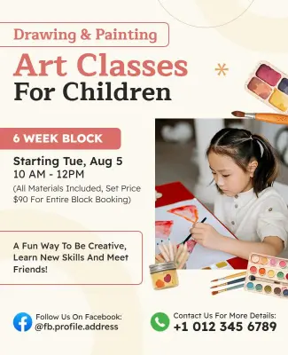Children's Art Classes Promotional Flyer Template