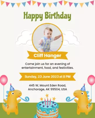 Playful Colorful Dinosaur Birthday Celebration Flyer Template