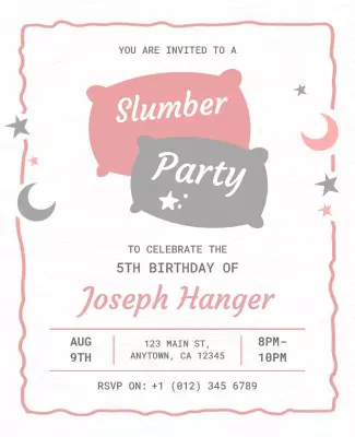 Childrens Birthday Slumber Party Invitation Flyer Template