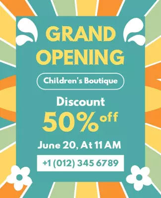 Childrens Boutique Grand Opening Flyer Template