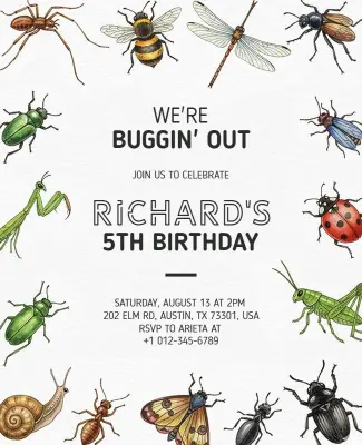 Children's Bug-Themed Birthday Party Flyer Template