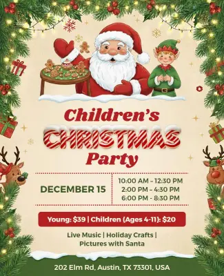 Children's Christmas Party Event Flyer Template
