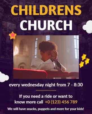 Childrens Church Evening Program Flyer Template