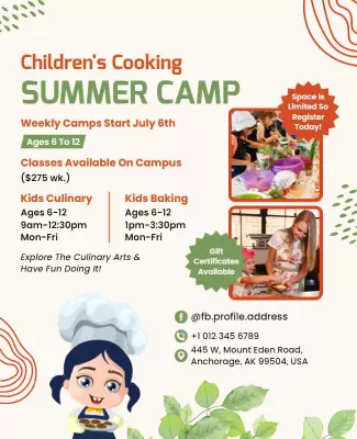 Childrens Cooking Summer Camp Flyer Template