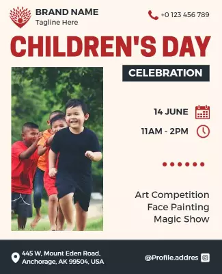 Vibrant Children's Day Celebration Outdoor Activities Flyer Template