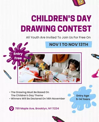 Childrens Day Drawing Contest Event Flyer Template