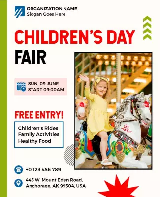 Festive Colorful Children's Day Fair Flyer Template