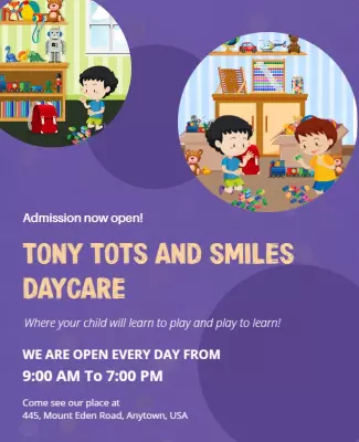Childrens Daycare Admission Announcement Flyer Template