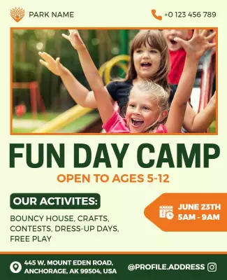 Childrens Fun Day Camp Activities Flyer Template