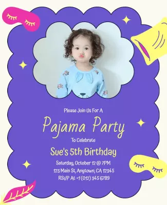 Childrens Pajama Party Birthday Celebration Flyer Template