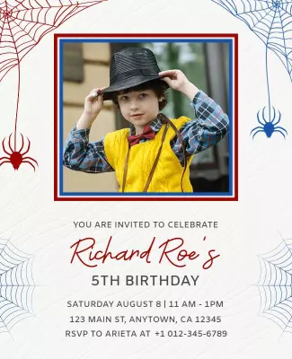 Childrens Spider Theme Birthday Invitation Flyer Template