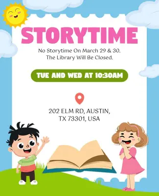 Children's Storytime Event Flyer Template
