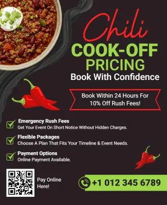 Chili Cook-Off Event Pricing Promotion Flyer Template