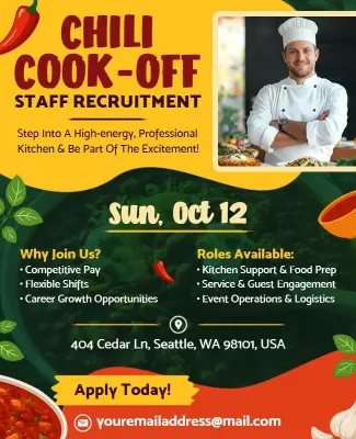 Chili Cook-Off Staff Recruitment Flyer Template
