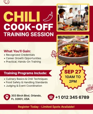 Chili Cook-Off Training Session Flyer Template