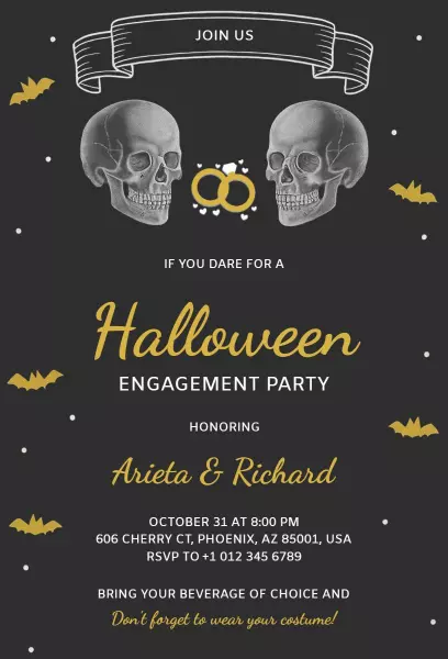 Chilling Halloween Engagement Party Celebration Invitation Template