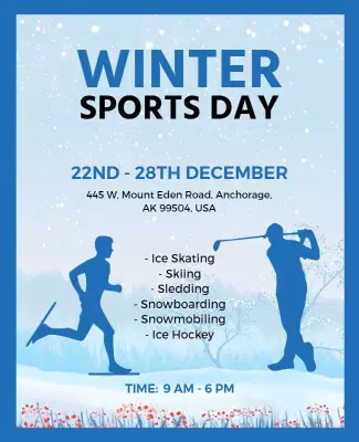 Chilly Blue Winter Sports Day Event Poster Template