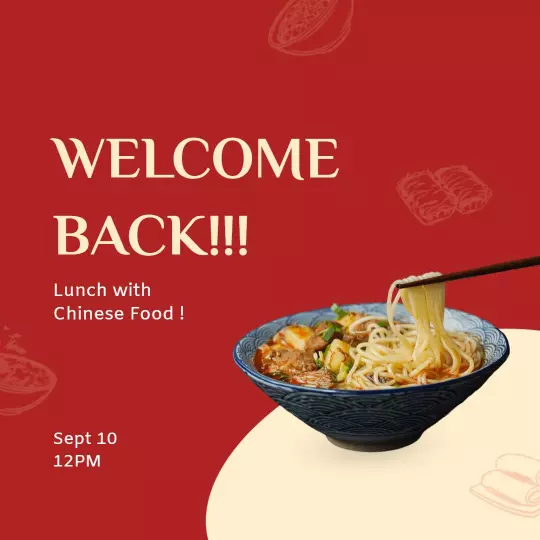 Chinese Food Lunch Welcome Back Promotion Ad Template