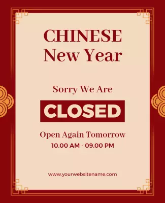 Chinese New Year Closure Notice Flyer Template