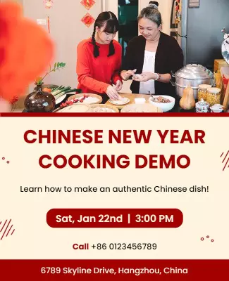 Chinese New Year Cooking Demonstration Flyer Template