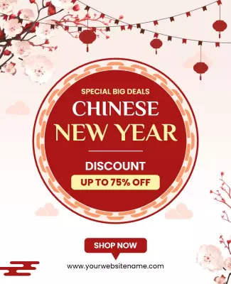 Chinese New Year Discount Celebration Flyer Template