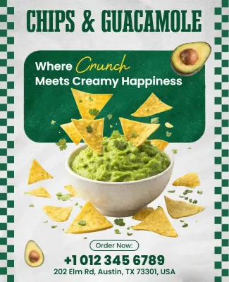 Chips and Guacamole Restaurant Flyer Template