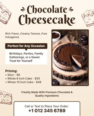 Chocolate Cheesecake Promotion Flyer Template